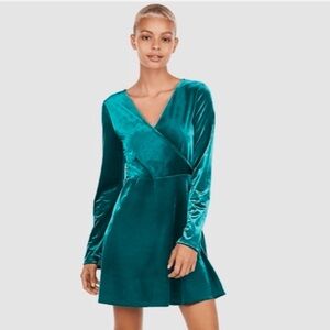 Express Green Velvet Mini Dress Size Small NWT